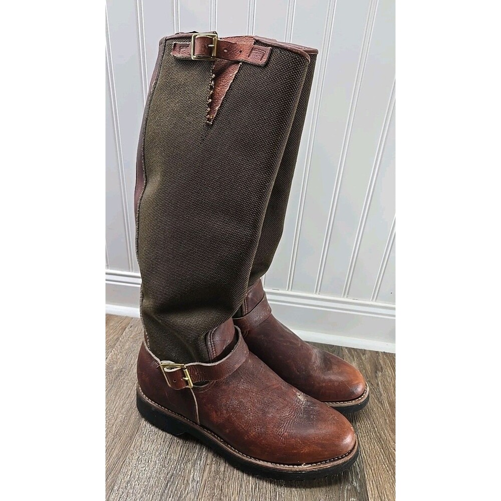 Browning Boot Men's Hunting Boots Size 10.5 D Brown Leather Canvas Snake Boot
